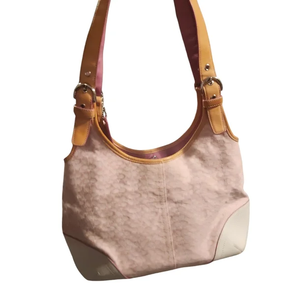 Coach Pink and Tan Shoulder Bag - Picture 2 of 7